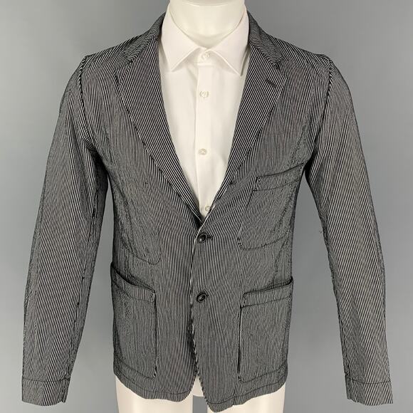 J.S. HOMESTEAD Size M Black White Stripe Notch Lapel Sport Coat